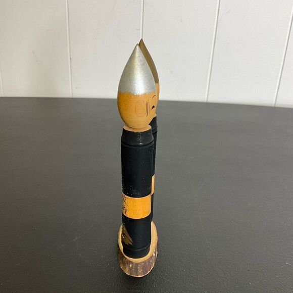 Vintage Handmade Lot of 2 Small Brush Kokeshi Dolls Pair with Rotating Heads 5" - Picture 1 of 3